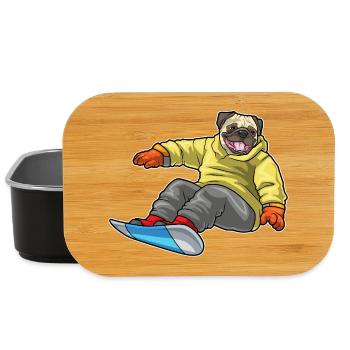 Pug Snowboarder Snowboard - Lunch Box - black - Front