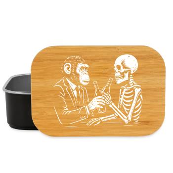 monkey and skeleton drinks beer in the pub. - Lunch Box - black - Front