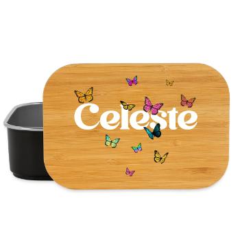 Beau prénom de fille avec des papillons CELESTE - Boîte à goûter - noir - Devant