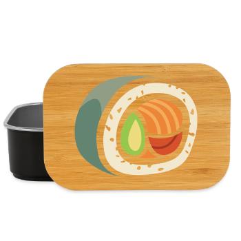Sushi Rolle Cartoon – Lustiges Food Design - Lunch Box - Schwarz - Vorne