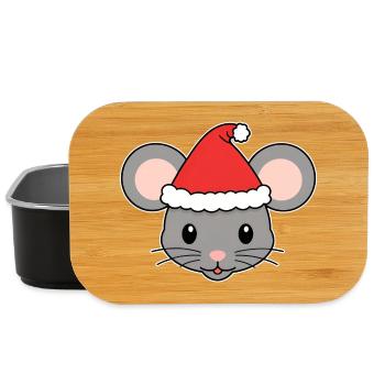 Weihnachtsmaus mit Santa-Hut - Lunch Box - Schwarz - Vorne