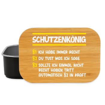Schützenkönig Gesetze Lustiger Schützenfest Spruch - Lunch Box - Schwarz - Vorne