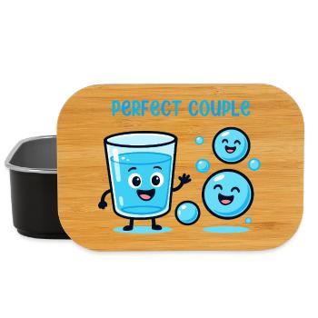 Perfect Couple Water and Bubbles Fun Cartoon - Lunch Box - black - Front