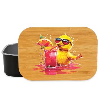 Cool chick with cocktail and sunglasses - Lunch Box - black - Front