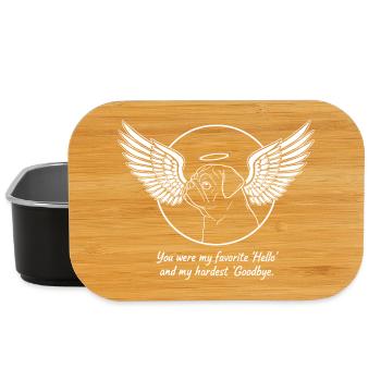 Pug Dog Cloud Angel Wings Farewell Mourning - Lunch Box - black - Front
