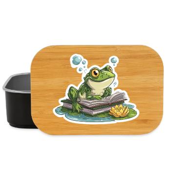 Frog Reading Pond Librarian Humor Reading - Lunch Box - black - Front