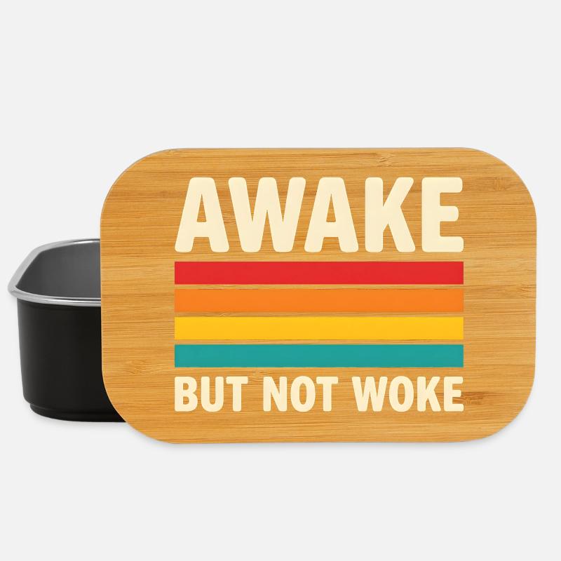 Design rétro de coucher de soleil Awake But Not Woke - Boîte à goûter - noir