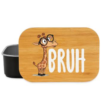 Bruh Giraffe with Glasses Funny Meme - Lunch Box - black - Front