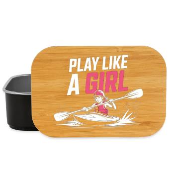 Cadeau de la Chemise de Fille Kayak Play Like A Girl - Boîte à goûter - noir - Devant