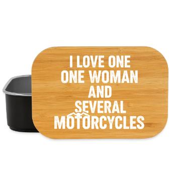 Eine Frau und mehrere Motorräder: Biker-Humor - Lunch Box - Schwarz - Vorne