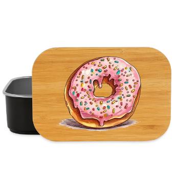 Donut rose avec des vermicelles - Boîte à goûter - noir - Devant