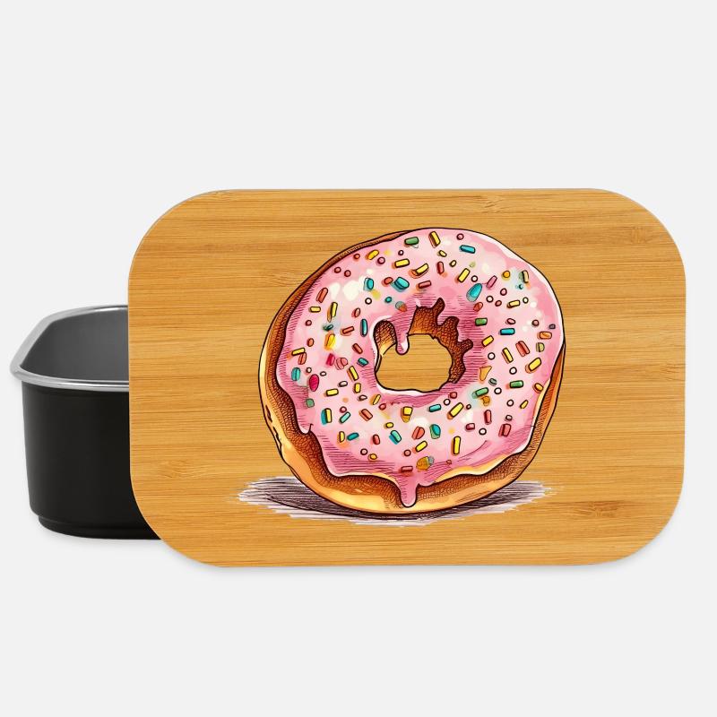 Donut rose avec des vermicelles - Boîte à goûter - noir
