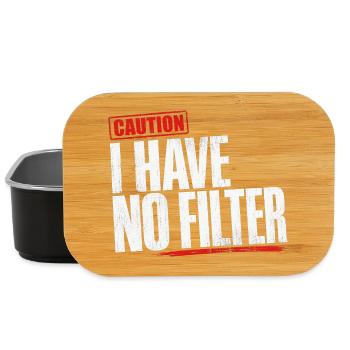 Caution I Have No Filter Sarcasm Irony Humor - Lunch Box - black - Front
