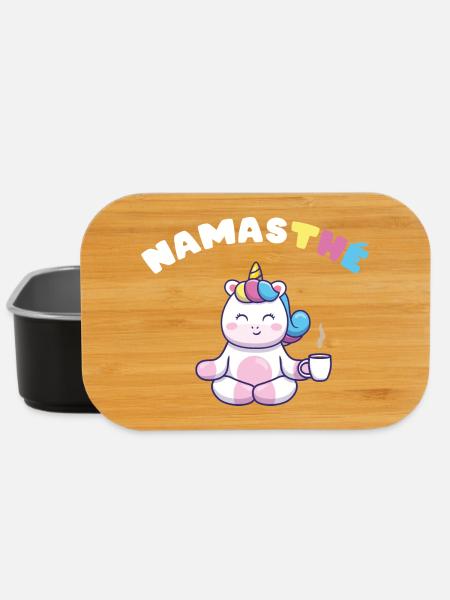 Namasthé Cadeau Humour Yoga Licorne Femmes Filles - Boîte à goûter - noir