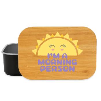 Fröhliche Sonne mit der Inschrift Ich bin ein Morgenmensch - Lunch Box - Schwarz - Vorne
