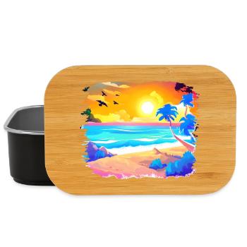 Sommer Sonnenuntergang Strand Aquarell - Lunch Box - Schwarz - Vorne