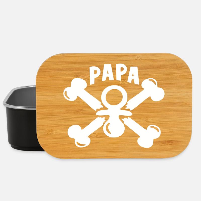 Papa Geburt Pirat Geschenk - Lunch Box - Schwarz
