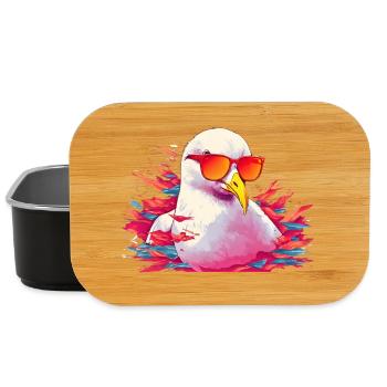 Pink seagull with sunglasses - Lunch Box - black - Front