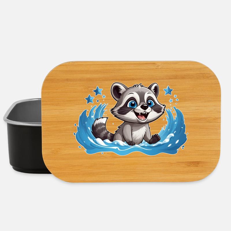 Kleiner Waschbär beim Planschen - Lunch Box - Schwarz