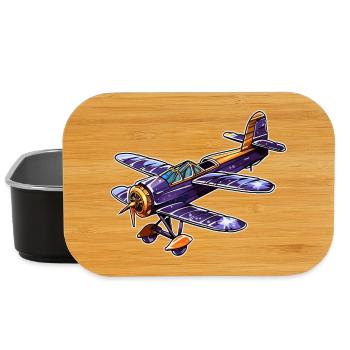 Propellerflugzeug Comic Look - Lunch Box - Schwarz - Vorne