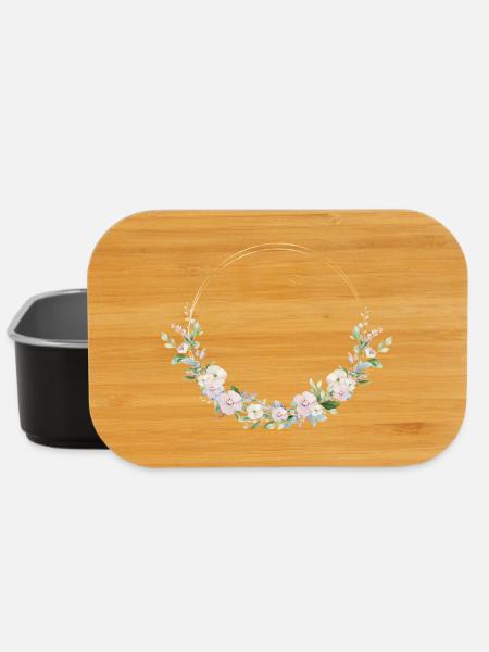 Frühlings-Kranz- personalisierbar - Lunch Box - Schwarz
