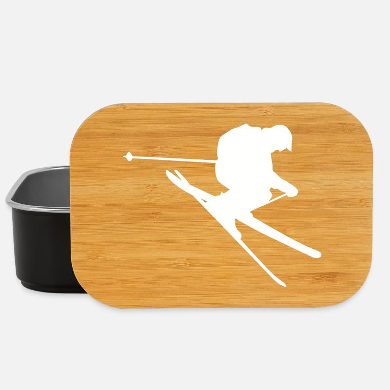Minimalistischer Skifahrer Winterabfahrt  - Lunch Box - Schwarz