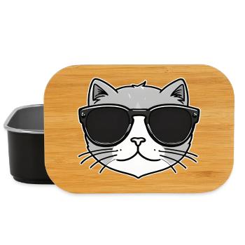 Chat peint cool avec des lunettes de soleil - Boîte à goûter - noir - Devant