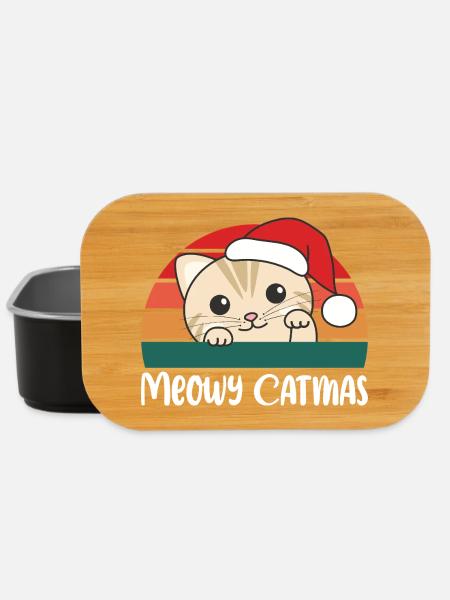 merry catmas lustige Katze Weihnachts Wortspiel - Lunch Box - Schwarz