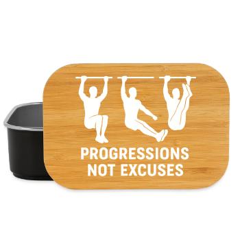 Fortschritte, keine Ausreden, Calisthenics, Fitnessstudio - Lunch Box - Schwarz - Vorne