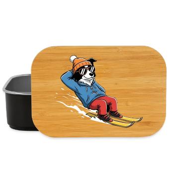 Entspannter Ski Hund Mit Sonnenbrille Und Mütze - Lunch Box - Schwarz - Vorne