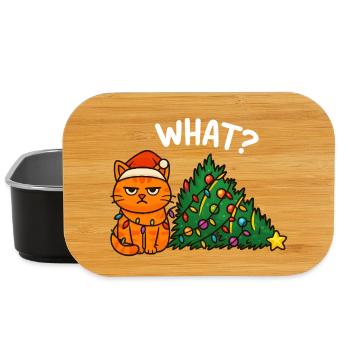 Was? Katze Weihnachtsbeleuchtung, Katzen - Lunch Box - Schwarz - Vorne