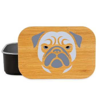 Pug , Dog head - Lunch Box - black - Front