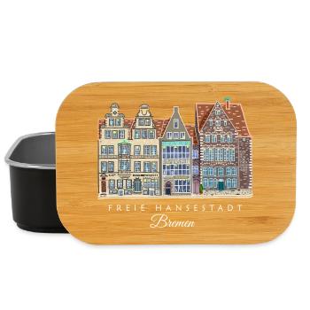 Ville libre hanséatique de Brême - Dessin de la rangée de maisons - Boîte à goûter - noir - Devant