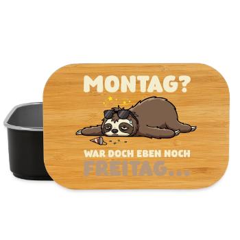 Montag? War doch eben noch Freitag – Faultier - Lunch Box - Schwarz - Vorne
