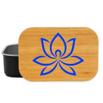 Blue Lotus Lineart Fine Flower Flower Fan - Lunch Box - black - Front
