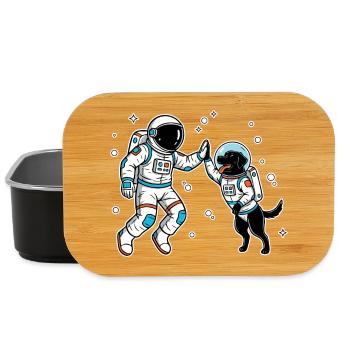 Astronaut Dog Labrador Black High Five Space - Lunch Box - black - Front