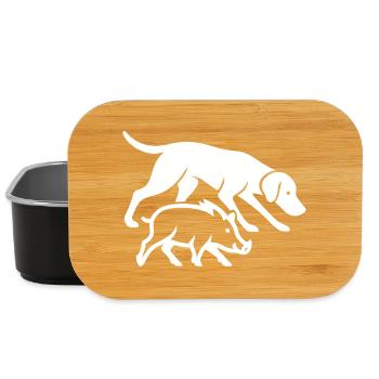 Hunting Dog & Boar Minimal Silhouette – Outdoor - Lunch Box - black - Front
