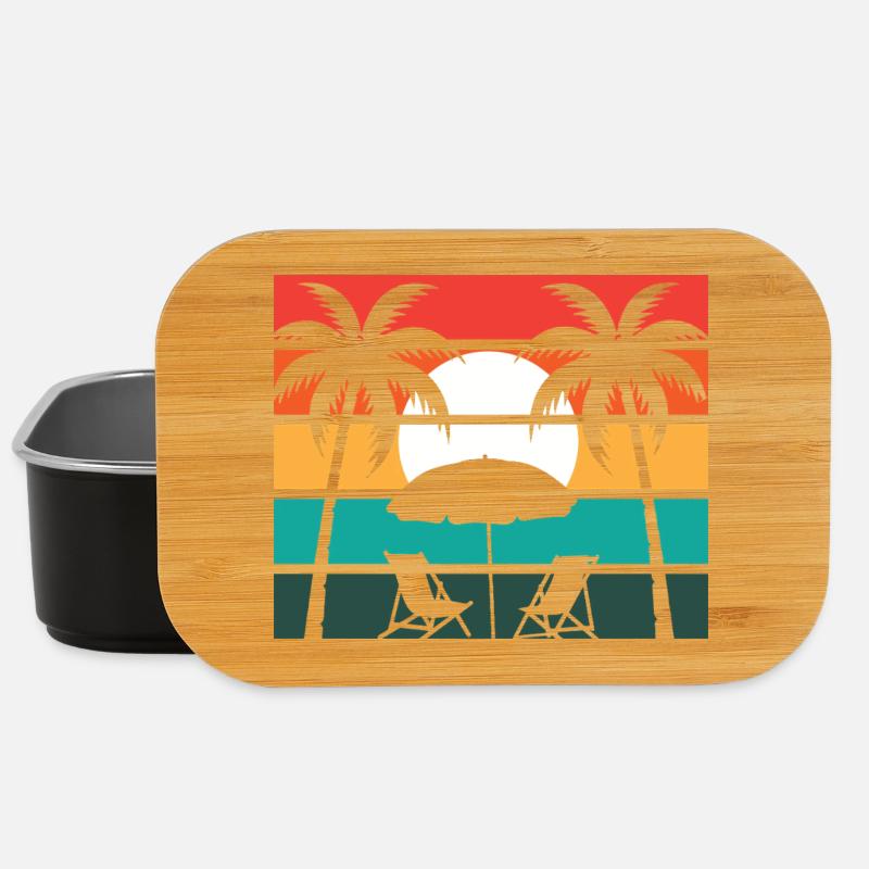 Beach palm and sun - Lunch Box - black