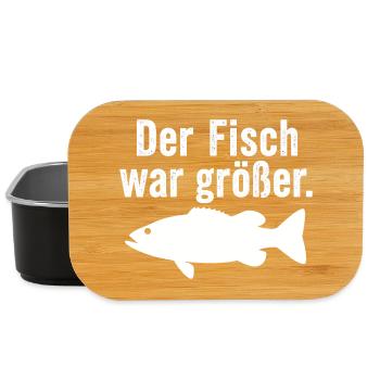 Der Fisch war größer Lustiger Anglerspruch Angel - Lunch Box - Schwarz - Vorne