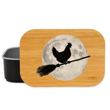 Chicken Witch's Broom Full Moon T-Shirt Halloween - Lunch Box - black - Front