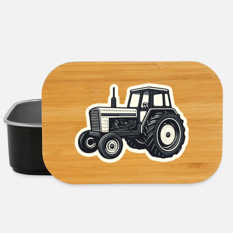 Traktor Linienzeichnung Vintage - Lunch Box - Schwarz