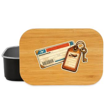 Vintage Airline Ticket Luggage Tag Design - Lunch Box - black - Front
