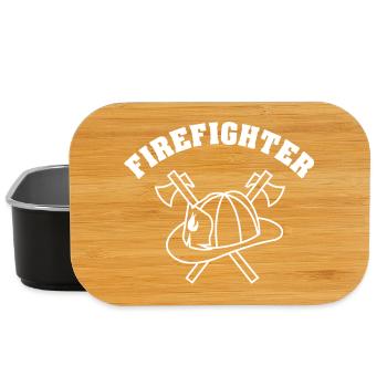 firefighter symbol firefighter helmet axe logo - Lunch Box - black - Front