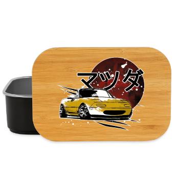 Japanese car Miata Mx5 yellow red - Lunch Box - black - Front