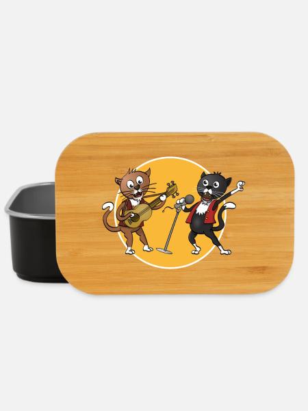 Two cats singing and playing a guitar together - Lunch Box - black
