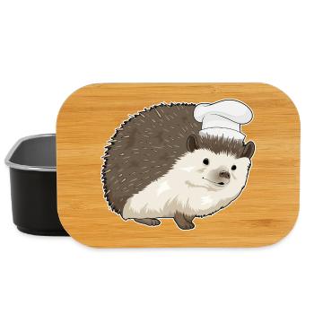 Hedgehog Chef Chef Hat Cooking - Lunch Box - black - Front