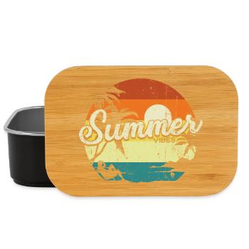 Summer Vibes Sunset Retro - Lunch Box - black - Front