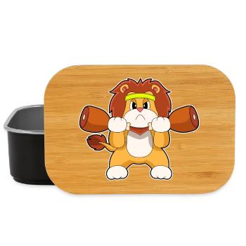 Lion Bodybuilder Dumbbells Bodybuilding - Boîte à goûter - noir - Devant
