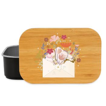 floraler Briefumschlag mit Blüten und Pflanzen - Lunch Box - Schwarz - Vorne