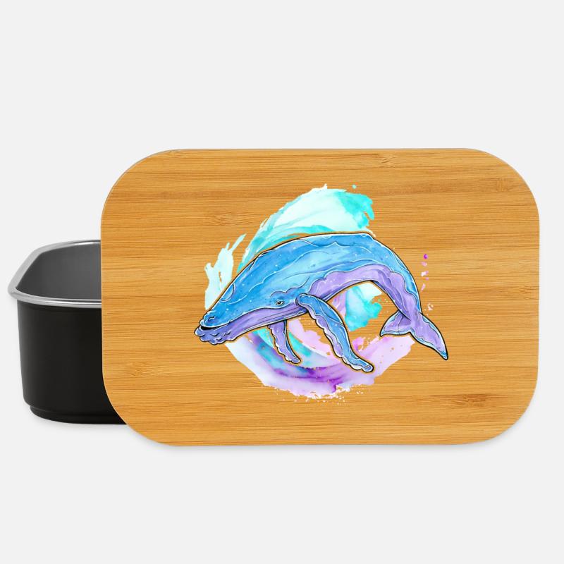 Buckelwal Aquarell - Lunch Box - Schwarz